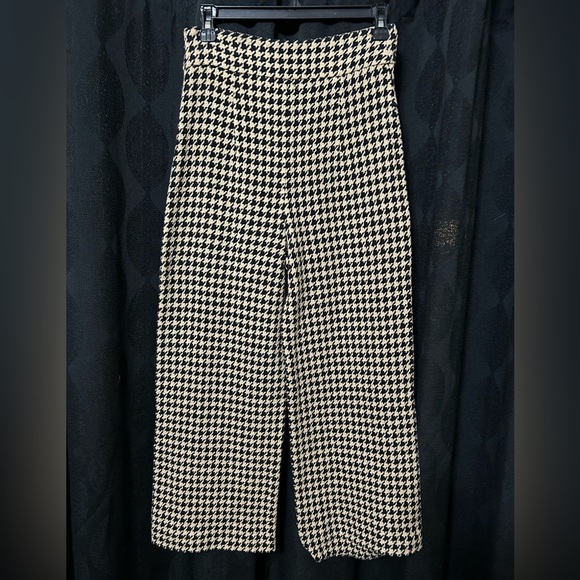 Zara Houndstooth Ankle/ Wide LegSweater Pants Size Small - Picture 3 of 15